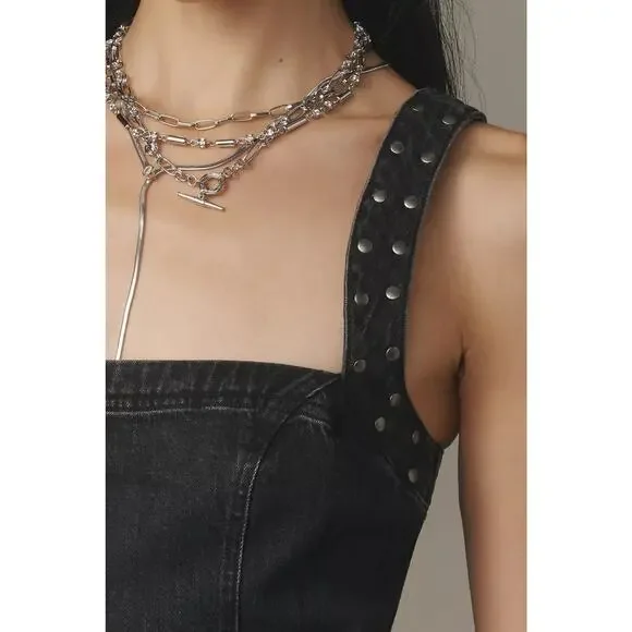 New Anthropologie Pilcro Studded Square-Neck Denim Mini Dress $158 X-LARGE  Grey is available for purchase on au PAY Market - Imported Goods Online  Store Co.Ltd. | au PAY Market - Online Shopping